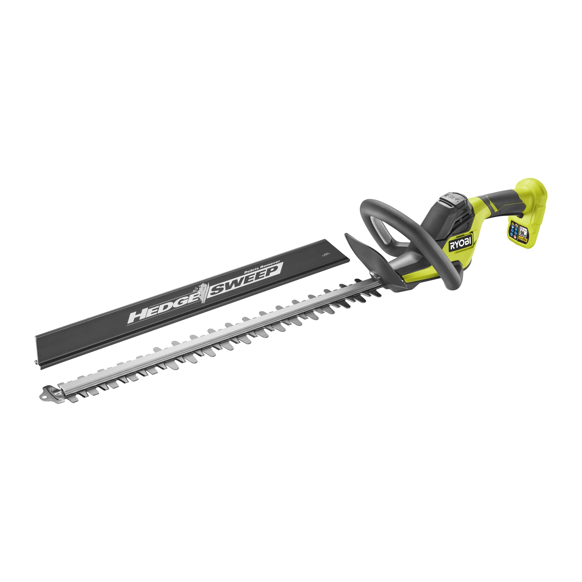 RYOBI - Cortasetos 18V One+ con Batería 18V One+ 2,0 Ah y Cargador 1,5A - Espada 55cm, Capacidad máx. 24mm, Velocidad 2700 RPM - Recogedor de Residuos HedgeSweep, Funda Protectora - RY18HT55A-120