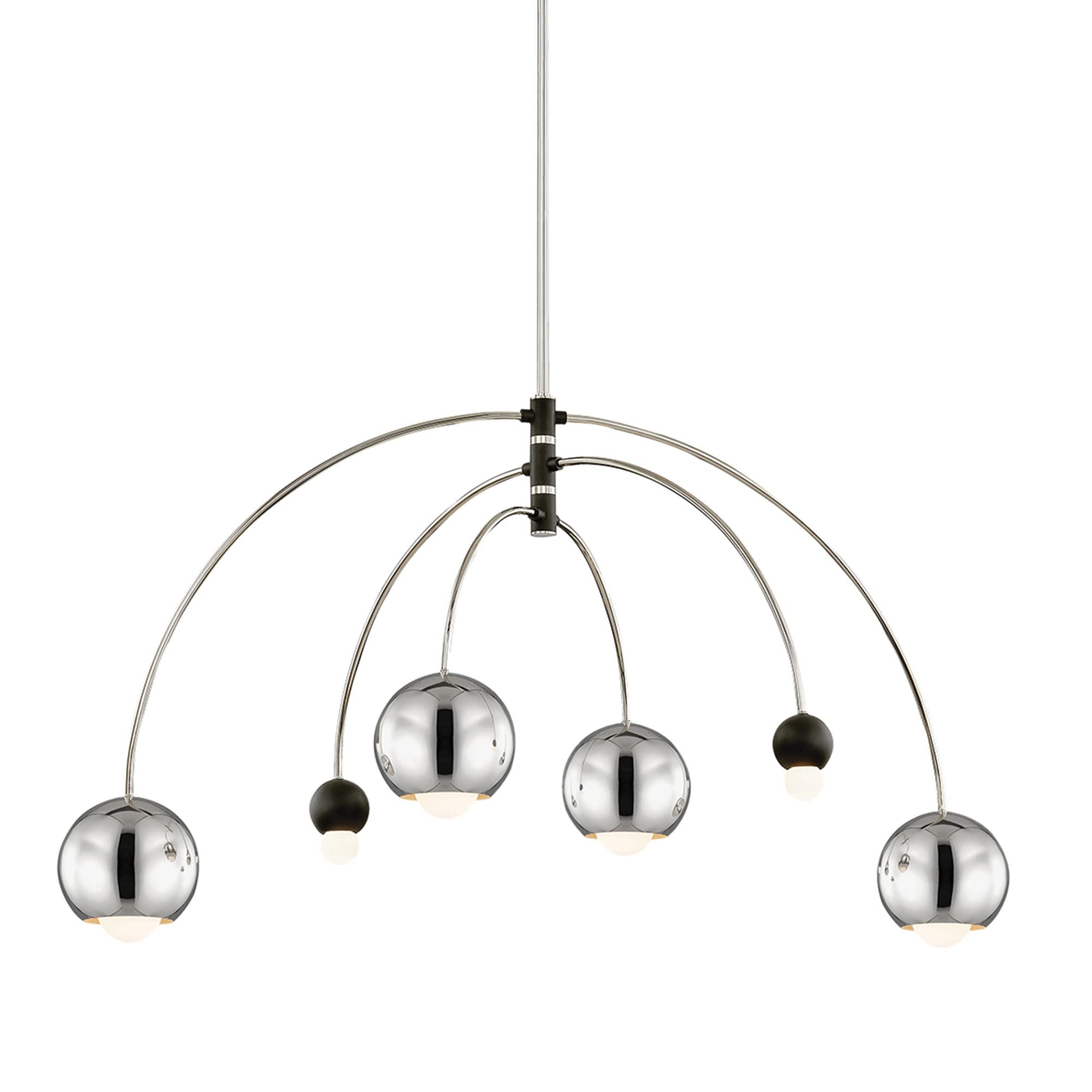 Mitzi H348806-AGB/BK Contemporary Modern Six Light Chandelier from Willow Collection in Brass-Antique Finish