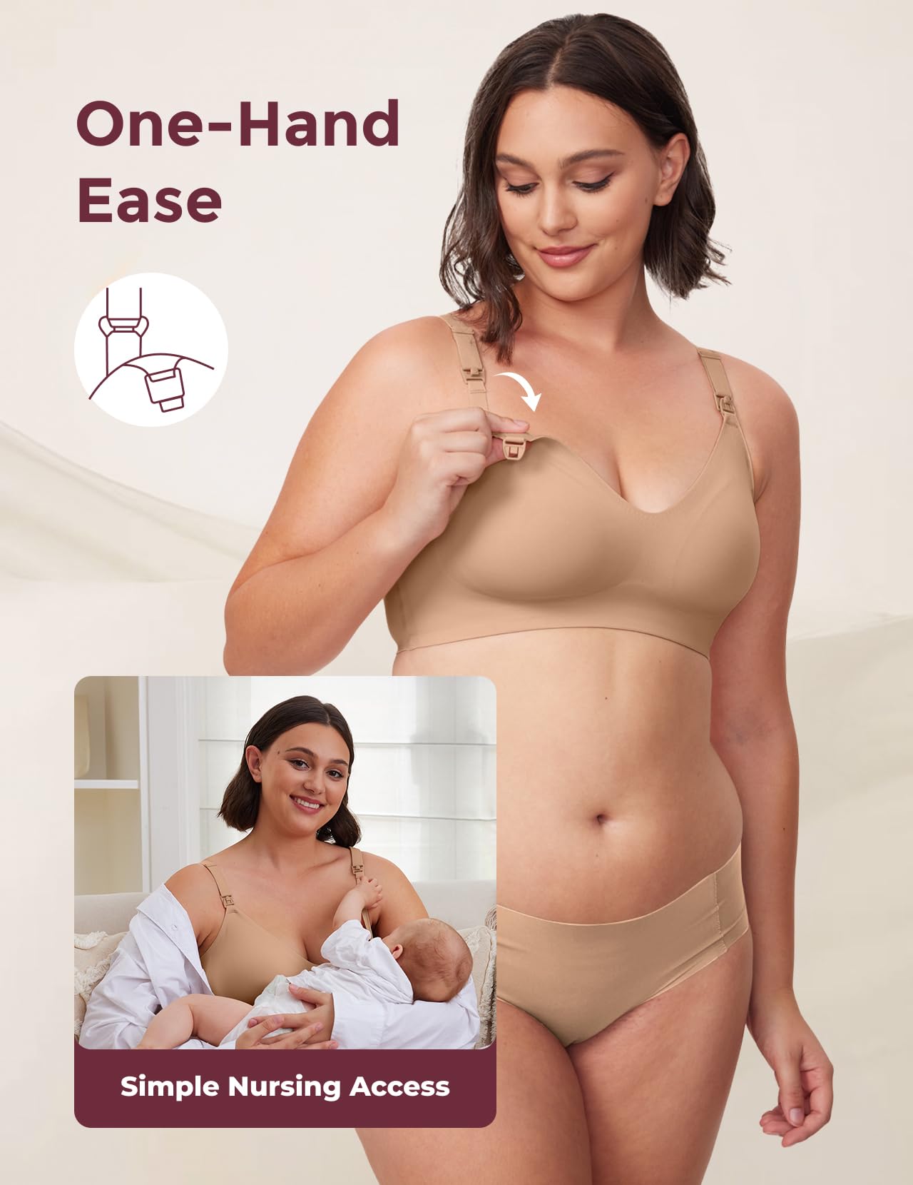 Momcozy Reggiseno per allattamento senza ferretto, reggiseno per gravidanza senza cuciture e reggiseno per il sonno, morbido bralette imbottite per allattamento e vita quotidiana