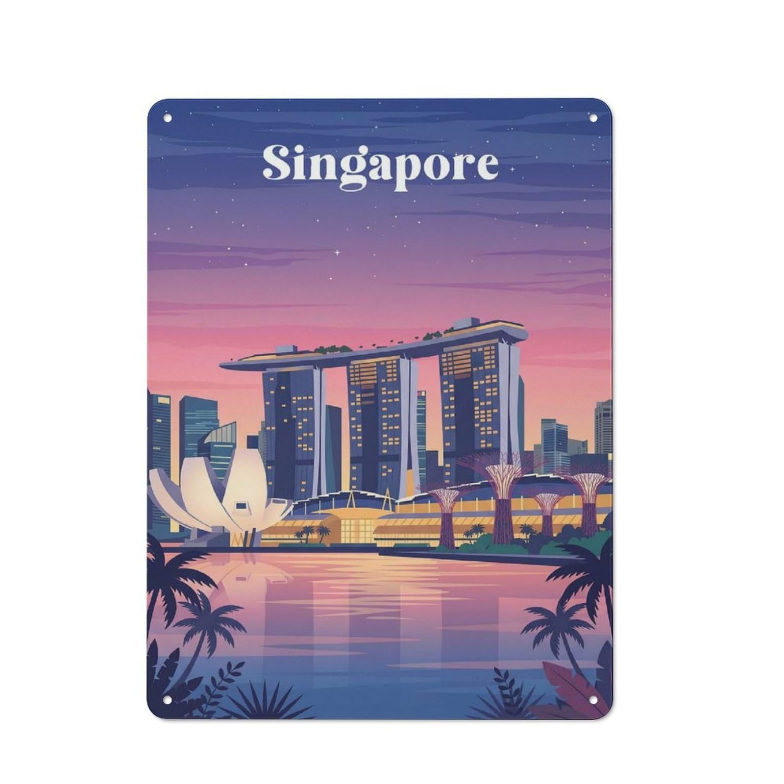 Junmoney Style-8 For Living Room Or Hallway, Singapore Marina Bay Sands Vintage Metal Sign 40X30cm, For Metal Sign Collectors, For Garage And Workshop Walls