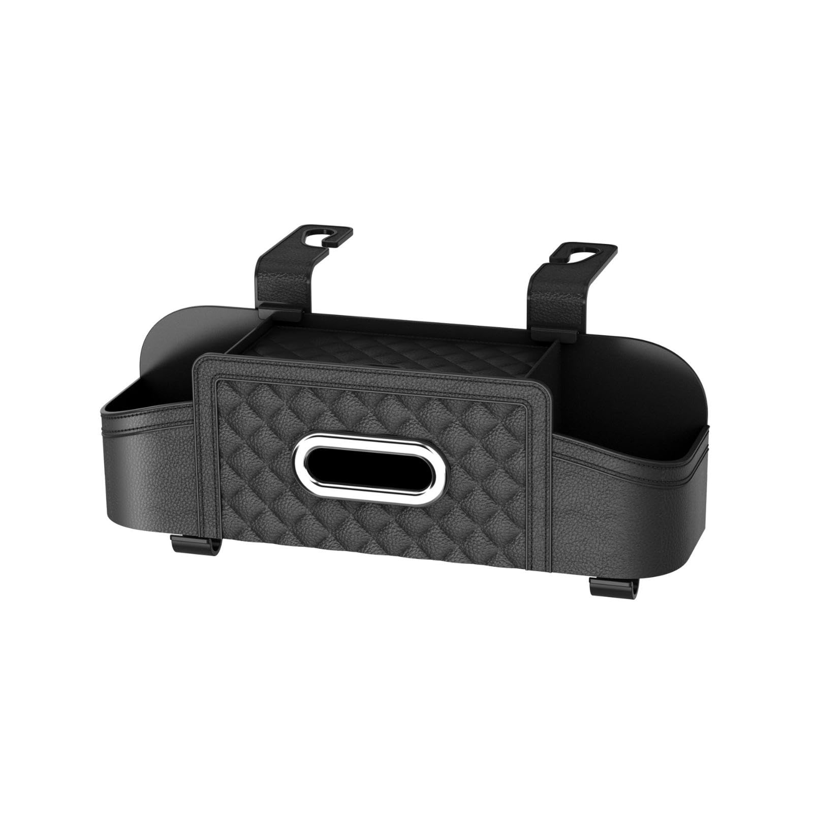 Car Back Seat Organizer with Tissue Box Hanging Back Storage Box Structured Backseat Organizer for Families, Ride-Hailing Drivers, Daily Commute Black-image-49