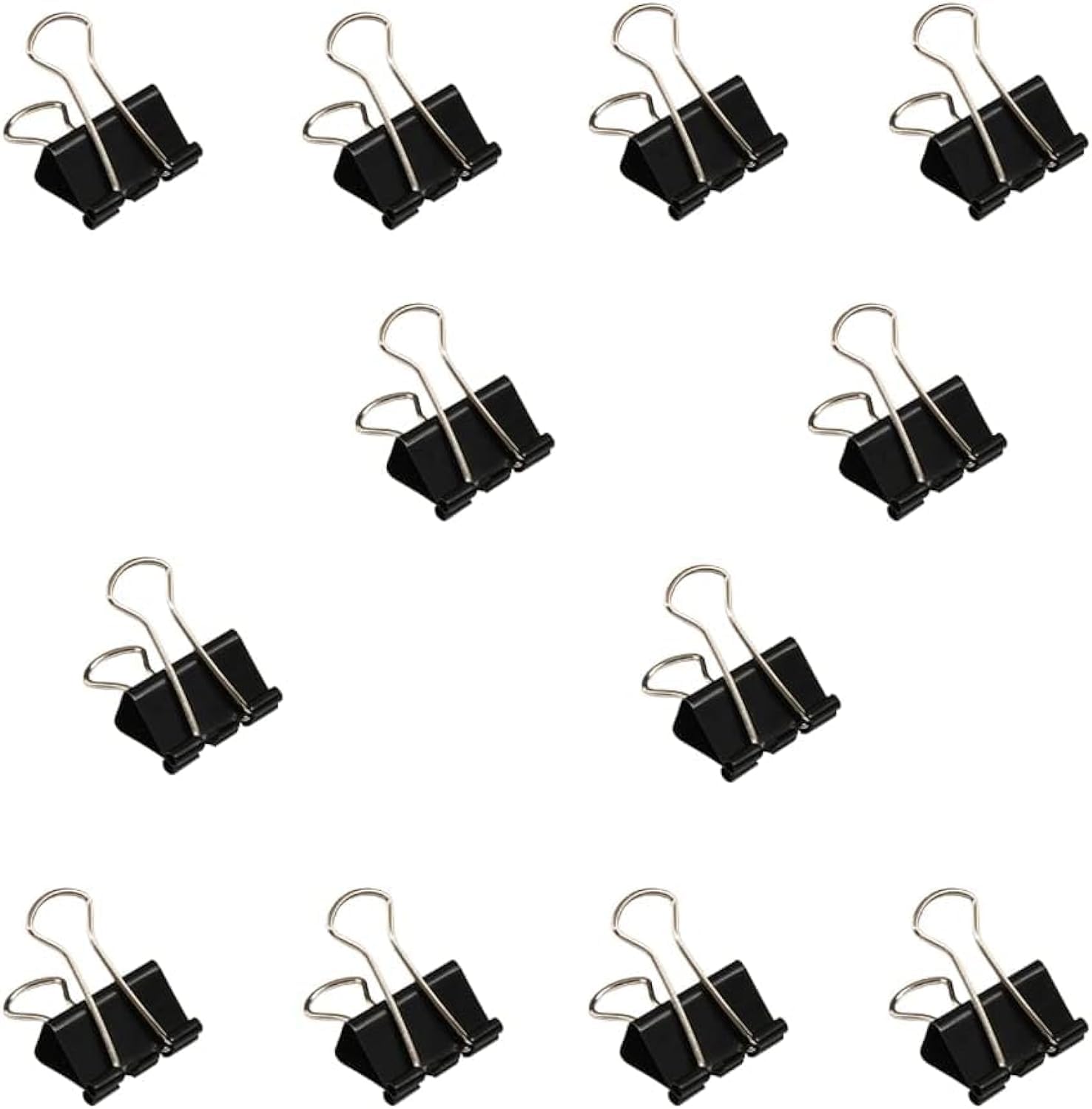 12 Pcs 15mm to 51 mm Mini Binder Clips, Heavy-Duty Corrosion-Resistant Metal Foldback Paper Clips for Office, School, Home & Kitchen