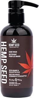 Earthly Body Hemp Seed Hand Wash, Eucalyptus & Tea Scent - 12 fl oz - Cleans & Moisturizes Skin - With Hemp Seed Oil, Aloe Vera & Orange Peel Oil - Vegan, Cruelty Free