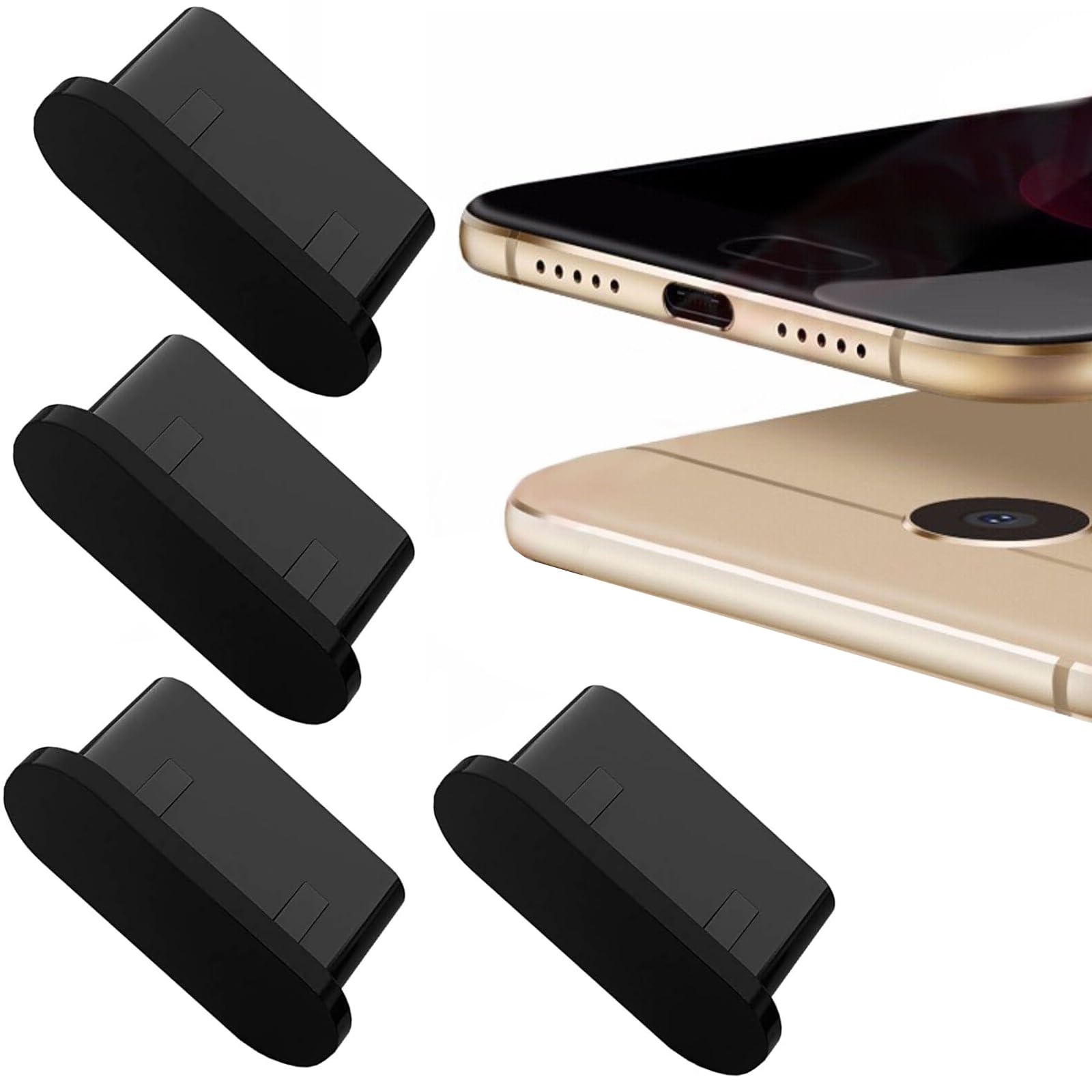 Bouchons Anti-Poussière USB-C - Lot De 20 (Noir/Blanc) - Pour Smartphone/Tablette
