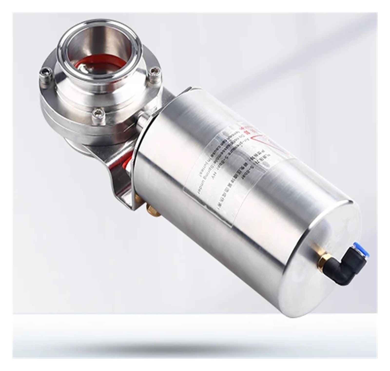 Tubo de 19-108mm, 1,5 ", 2" -4 ", Triple Abrazadera, válvula de Mariposa Sanitaria de Acero Inoxidable 304 316L con actuador neumático for elaboración casera(76mmK91,304 Stainless Steel)