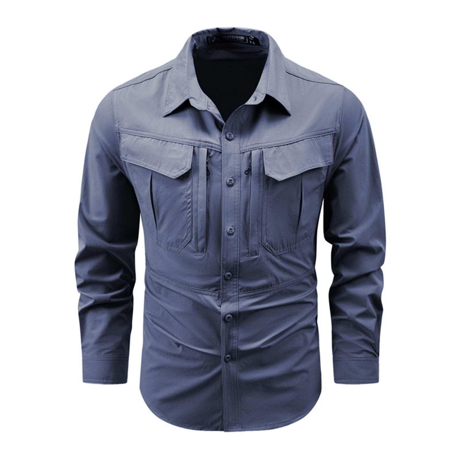Camisa Trabajo para Hombre – Camisa Informal Manga Larga con Botones Corte Relajado, Estilo Urbano, Ideal para el Uso Diario.