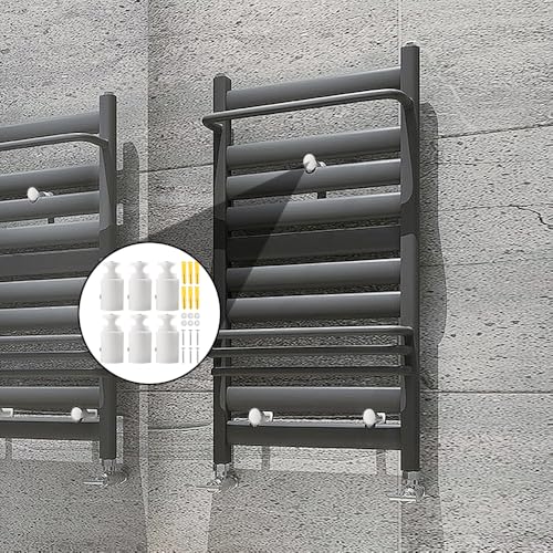 Tulov 6 Stück Heizkörper Halterung Set, ABS Heizkörper Montagehalterung, Badheizkörper Befestigung, für Badheizkörper Kompatibel mit Geraden und Gebogenen Badheizkörpern, Handtuchhalter Heizkörper