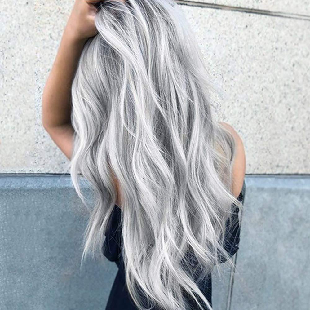 Amazon.com : Gradient Gray Party Wigs for Women-Becoler Long Curly Hair Mixed Colors Long Wavy Curly Natural Heat Resistant Synthetic Wig 28 inch : Beauty & Personal Care