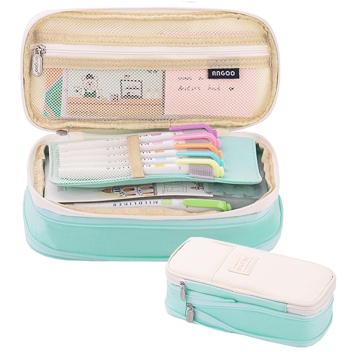 EHOPE Big Capacity Pencil Pen Case Office College School Large Storage High Capacity Bag Pouch Holder Box Organizer for School Student Girl Adult Teen, 2-Cyan, 10.5 x 22 x 6.5 cm, Modern style