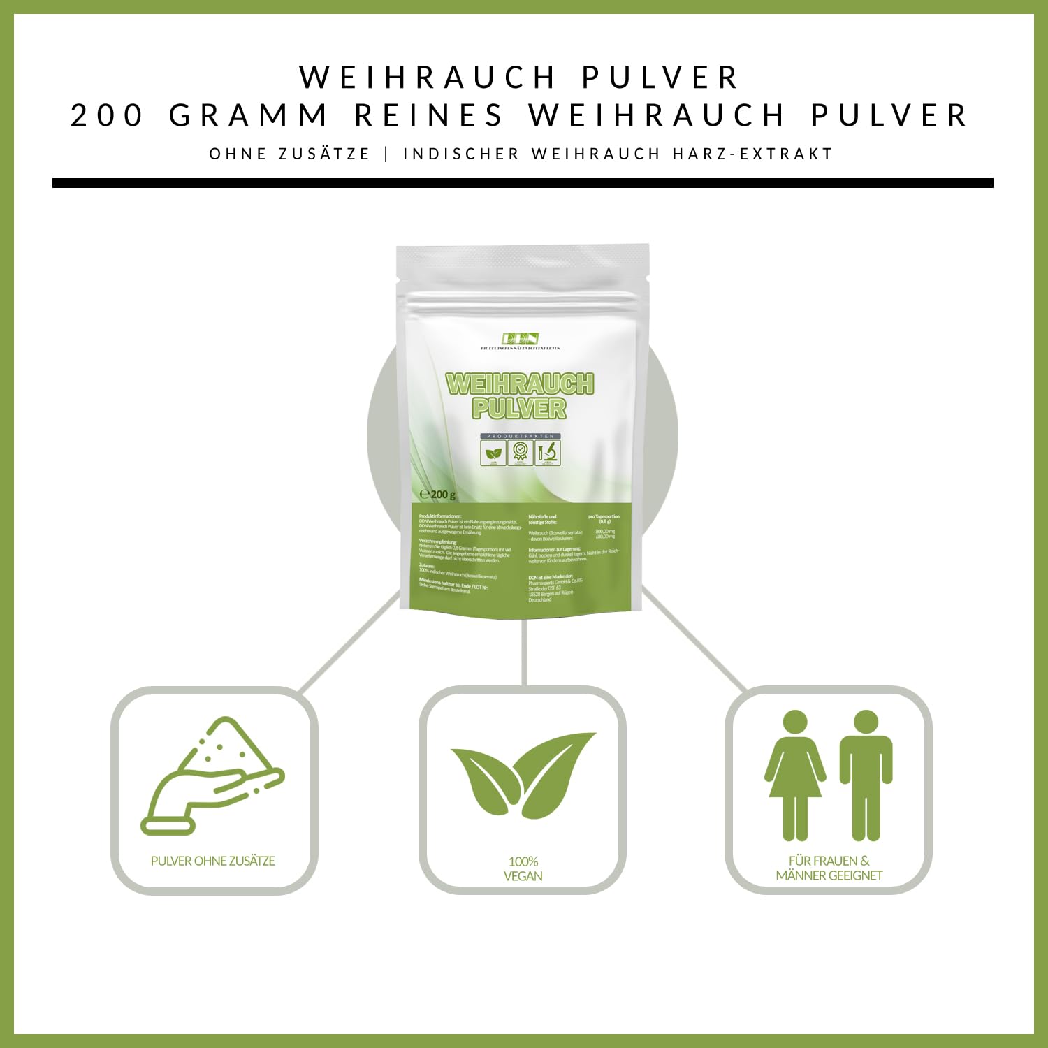 DDN Boswellia serrata Weichrauch Pulver aus Extrakt - 200 g hochkonzentriert, frei von Zusatzstoffen 85% Boswelliasäuren