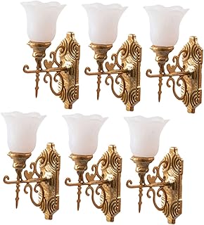 Yardwe 6pcs Dollhouse Wall Light Miniatures Mini Doll House Glow Accessories Village Pathway Wall Light Miniature Dollhouse Furniture Dollhouse Living Room Set Doll House Wall Lamp Shine