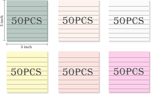 Miniatura 2 de Temiary 6 blocs de notas adhesivas transparentes con líneas, nota adhesiva transparente, impermeable, transparente, marcadores adhesivos