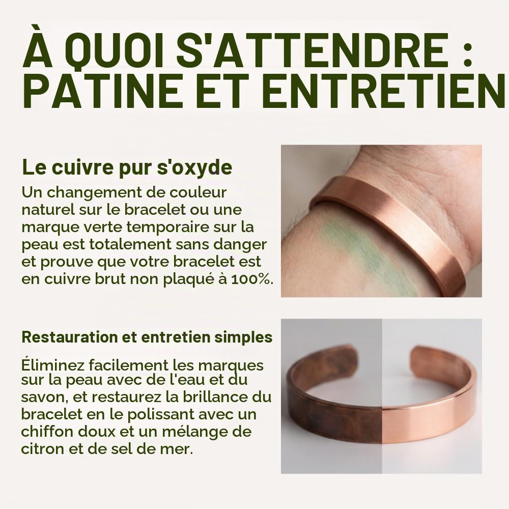DEMMEX Bracelet en cuivre turc pur de 3 mm d'épaisseur, solide, sans revêtement, non magnétique, épaisseur de cuivre de 1/8", plus épais de son genre et une pièce accrocheuse, automne 2024, unisexe