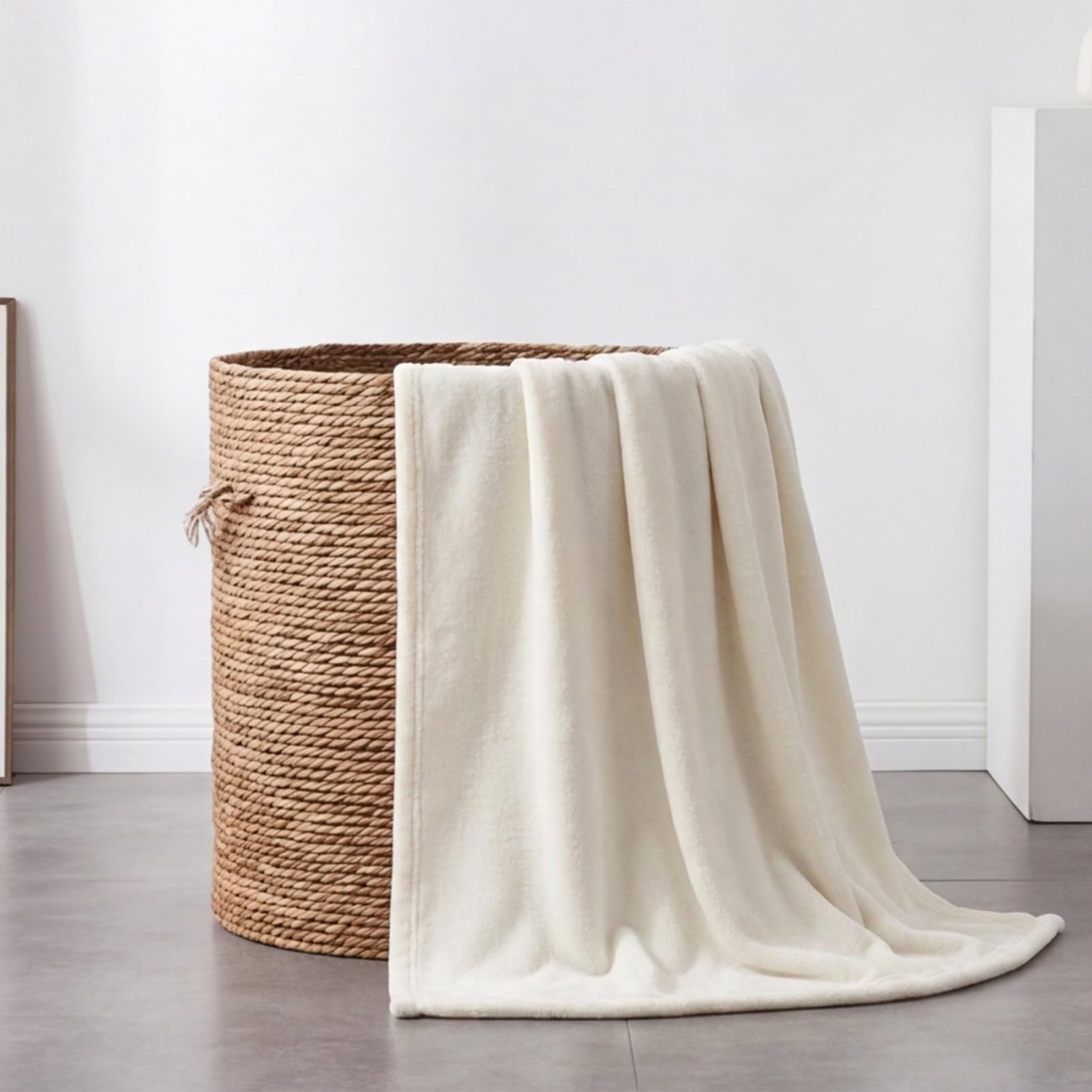 YXRS Large Fleece Throw Blanket 135 x 190 cm Fit All Season Fluffy Sofa Throws Soft Cosy Fluffy for Sofa/Couch/Bed Throw, off white