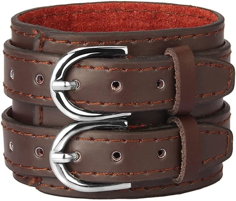 Leather Arm Armor Adjustable Buckles Gauntlet Medieval Wide Bracers Wristband Protective Cuff Costumes(Coffee)