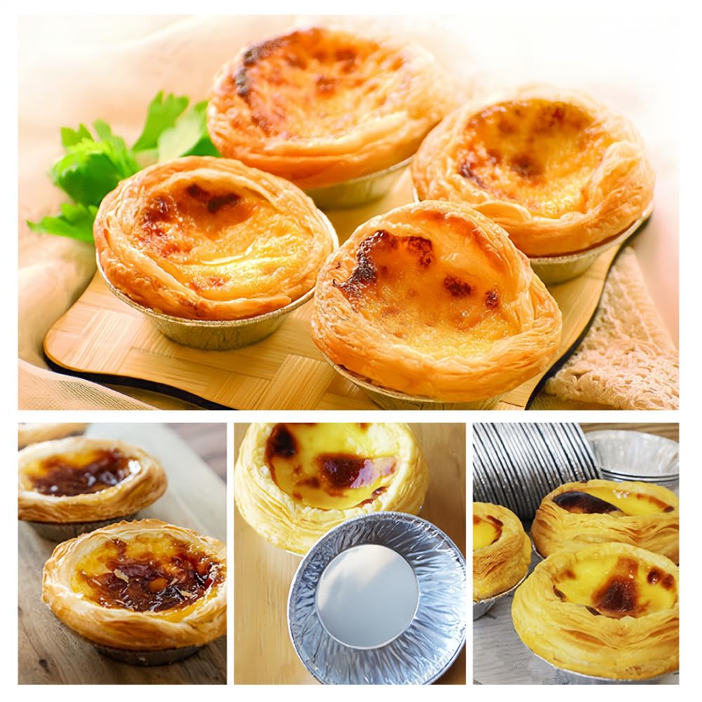 120 stampi per torte in pellicola, teglie rotonde in alluminio da 5 pollici, stampi per dolci in pellicola di alluminio, piccole pentole per friggitrici ad aria, cottura, cucina, cupcake