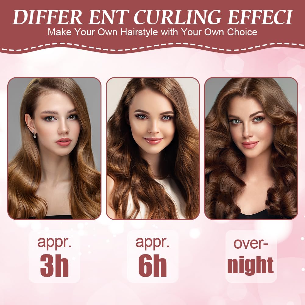 LOPHE 3 Pcs Heatless Hair Curler, Heatless Curls Blowout Rods Headband for All Hair Types, Soft Hair Roller Rods with Hook, Overnight Heatless Hair Curlers, Women Long Hair Styling Tools, Black image 5