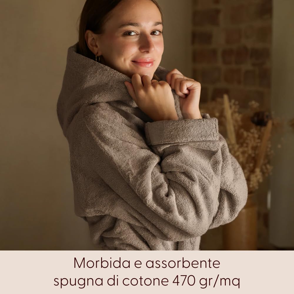 Dalfilo Accappatoio con Cappuccio, Accappatoio Uomo e Donna, in Spugna di Cotone, 470 gr/mq, per Sauna e SPA, Made in Italy, Soffice, Resistente ai Lavaggi, con Tasche Laterali e Cintura