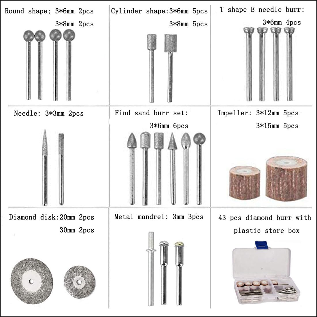 Carving Expert Stone Carving Set Polishing Rotary Tools Diamond Burr for Carving/Engraving Stone, Rocks, Jewelry, Glass, Ceramics For Dremel Rotary Tools — Amazon image 2