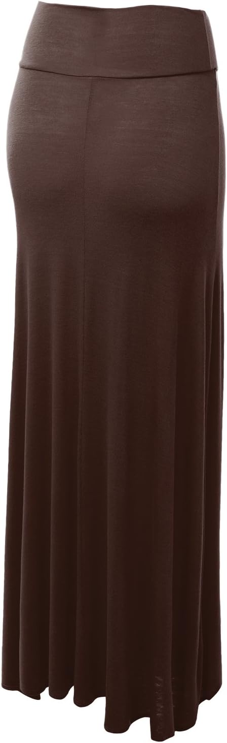 Lock and Love Women's Casual High Waist Solid/Tie Dye Fold Over Flowy Long Maxi Skirt - Image 3