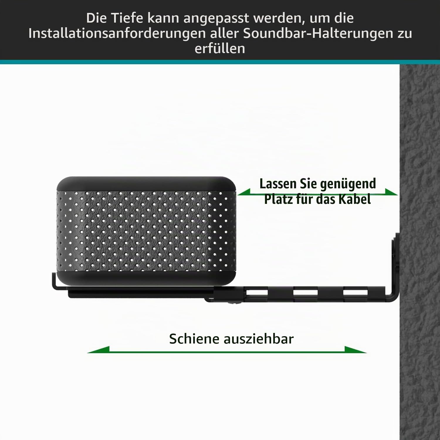 Soundbar Wandhalterung, Universale Lautsprecher Wandhalterung mit Tiefenverstellung, für Bose/Denon/Samsung Smart Soundbar, Soundbar Halterung am Tv mit rutschfeste Eva-Pads, bis max 15Kg