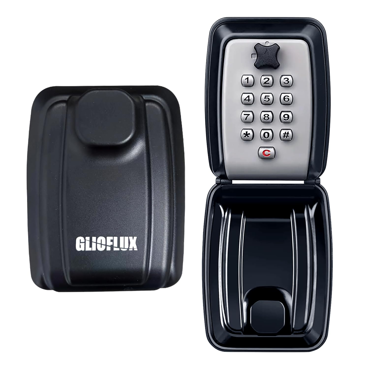 Glioflux Black Aluminum Key Safe Outdoor Wall Mounted – 10-Digit Combination Key Lock Box With Weatherproof Cover – Security Storage Box For Home, Garage, Rental & Office Use