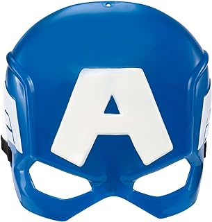 Marvel Captain America Mask - 3D Plastic Mask with Emblem and Elastic Strap Standard Blue