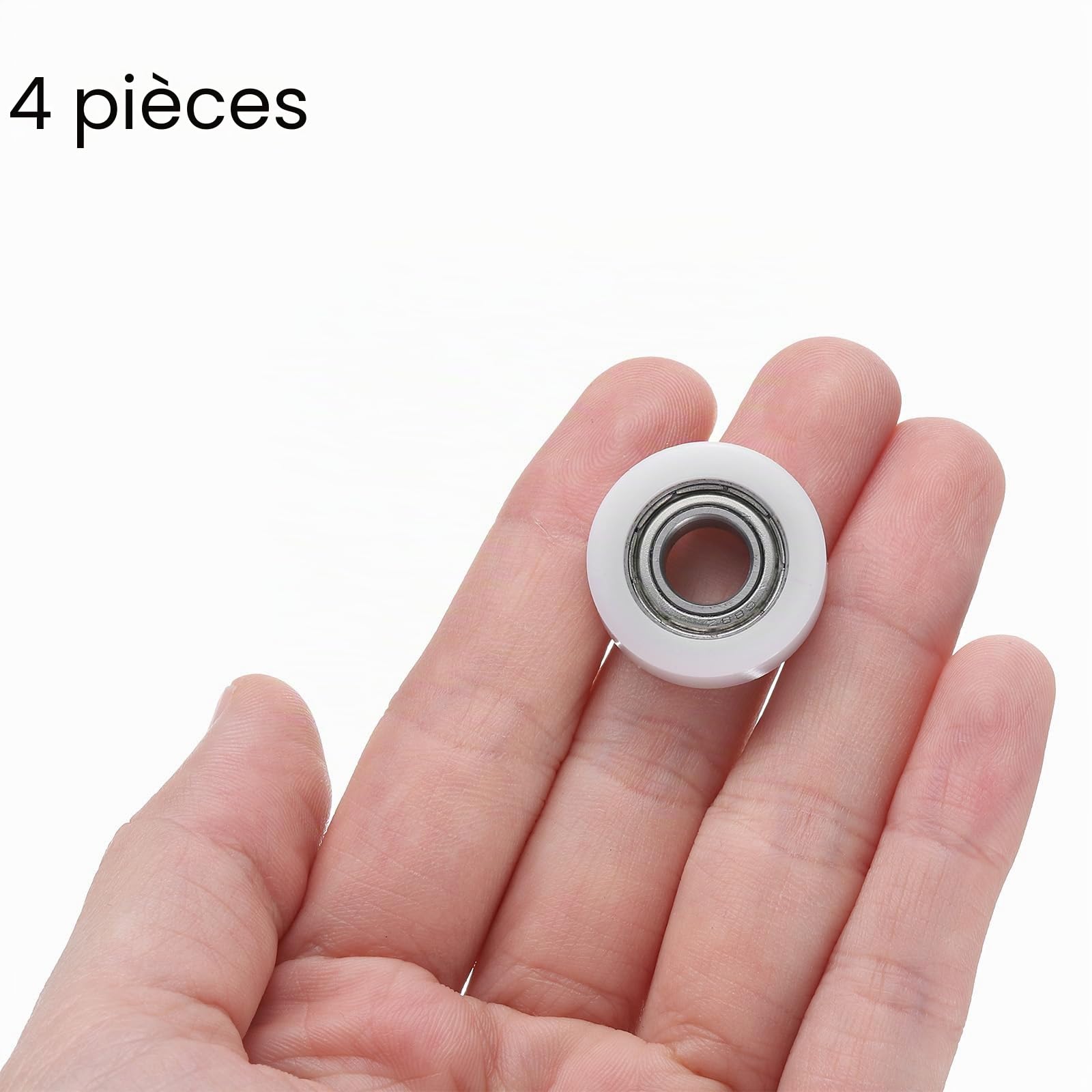 QUARKZMAN 4Pcs Roulement à Billes Guide 8 x 22 x 7mm Double Blindé Roulements à Rouleaux POM, Poulie Plate pour Meubles, Accessoires de Quincaillerie, Blanc
