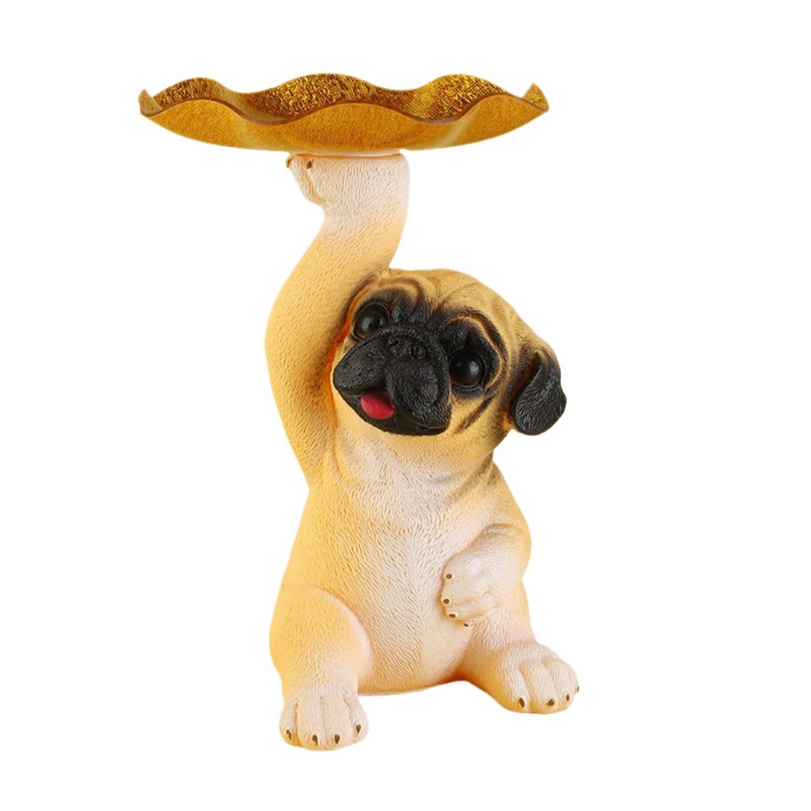 Breewell Decoration Dog Statue with Key Holder Bowl Storage Candy Dish Keys Storage Tray Statue Sculpture Tray Cute Decorative Candy Bowl for Bookshelf, Bedroom, Office Sitting (Pack of 1) 4