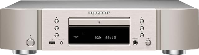 Marantz CD6007 CD Player, Fine Tuned CD Player with USB Port, High Resolution D/A Conversion, Up to 192 kHz/24 Bits, Headphone Amplifier, Digital Filters - Silver/Gold