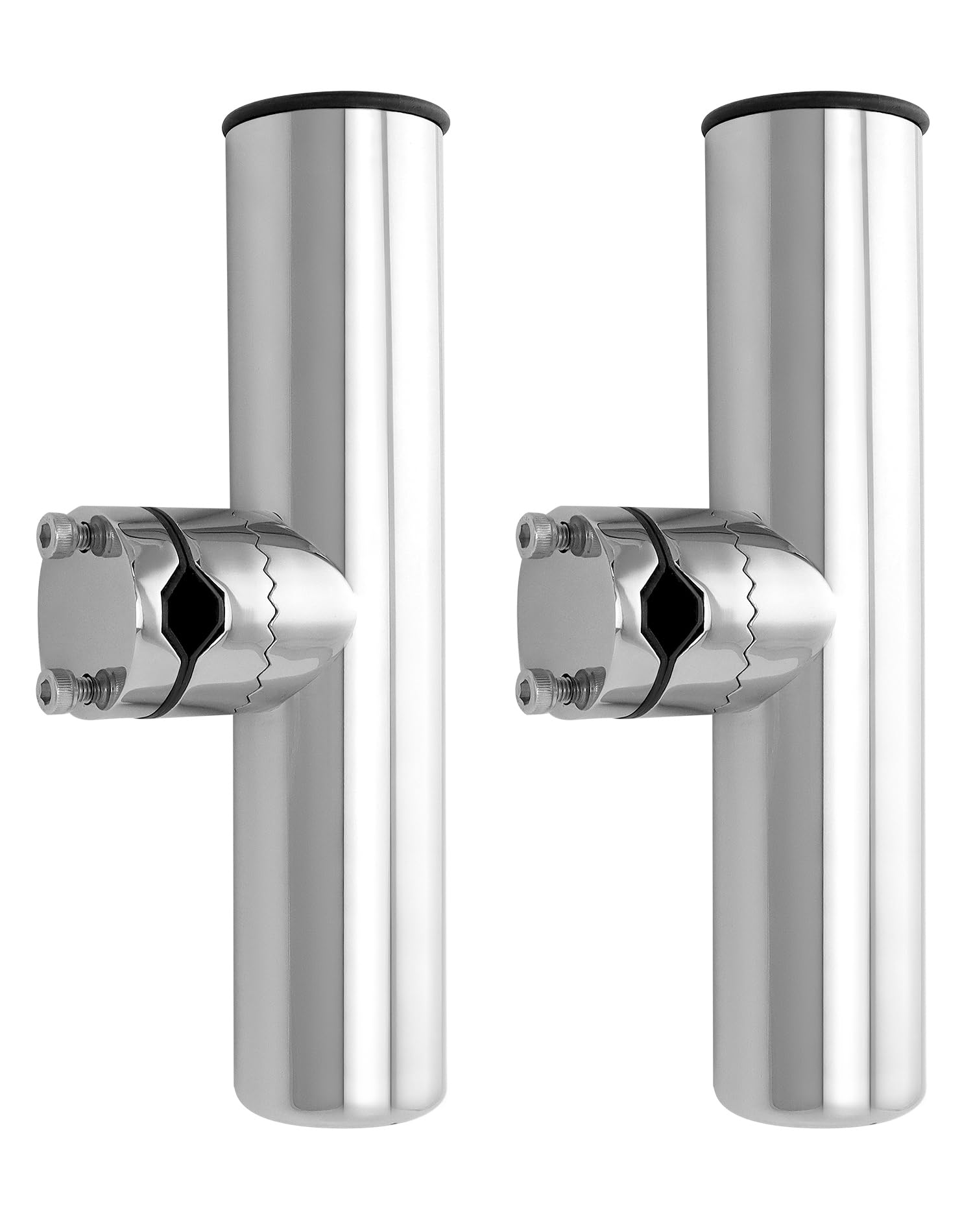 QWORK® 2 Pièces Porte de Canne à Pêche - Rotatifs à 360° - Acier Inoxydable 304 - Serrage sur Rails 19~25 mm - pour la Pêche sur Bateaux et Yachts