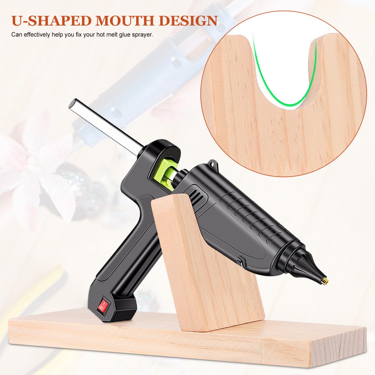 NUOBESTY Glue Gun Holder Stand Wooden Base for DIY Crafts — Amazon image 3