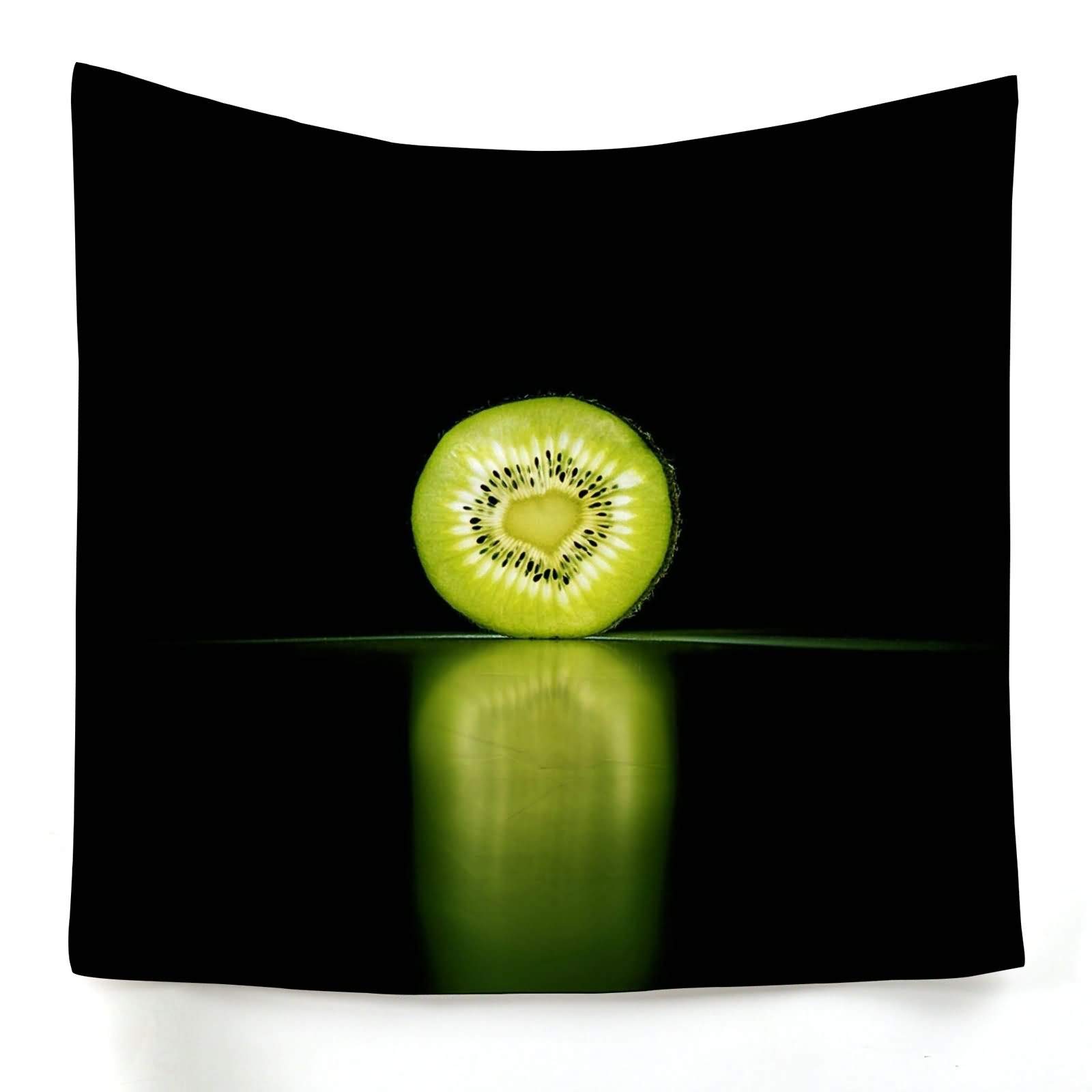 Tenture murale décoration grand format 200x150 tapisserie mode vert imprimé kiwi pour maison
