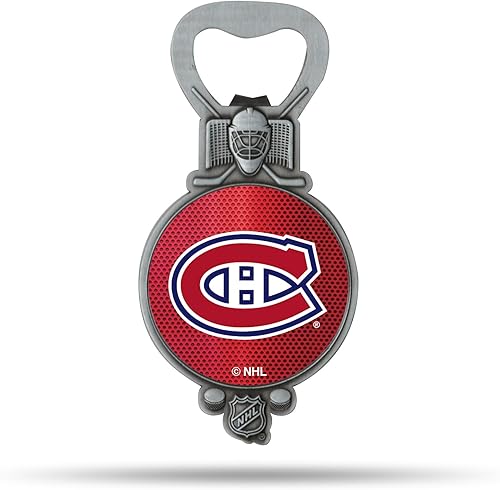 Miniatura 8 de Rico Industries NHL - Abrebotellas magnético de hockey, acero inoxidable, imán fuerte para exhibir en el refrigerador
