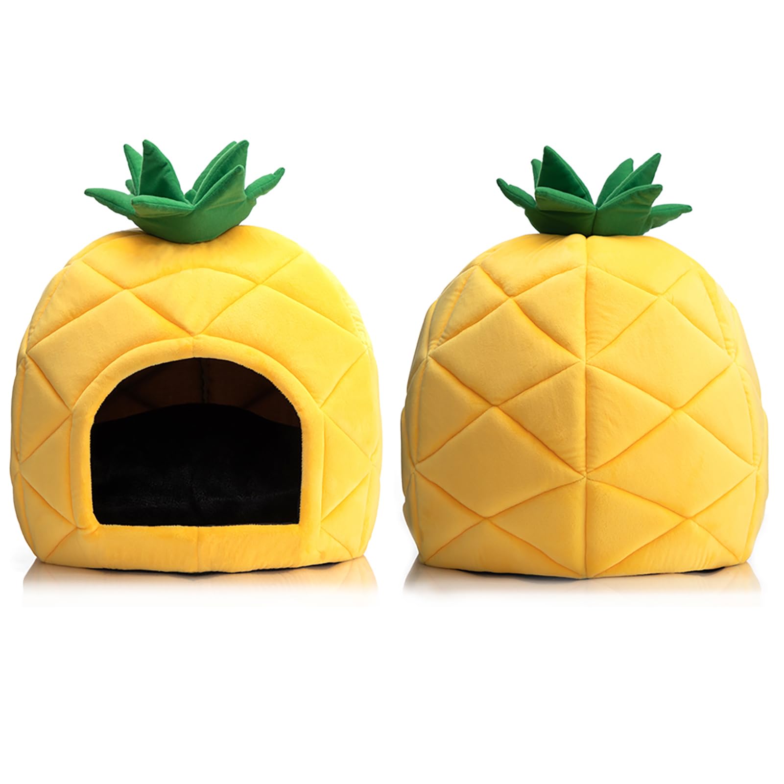 Hollypet Przytulne Legowisko dla Zwierząt Domowych, Ciepłe Gniazdo Jaskini, Ananas, Domek dla Szczeniaka, Kotów i Małych Psów, Żółte