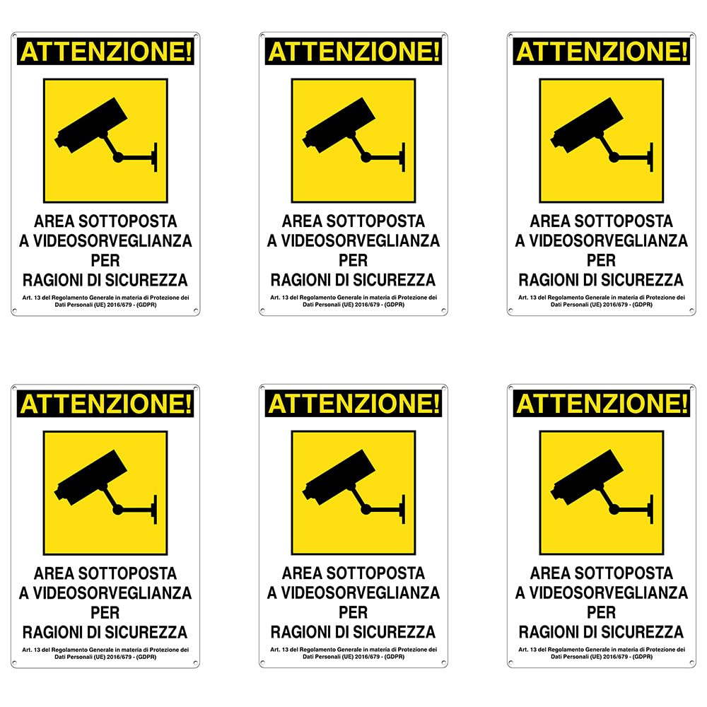 Virsus Cartello Area Videosorvegliata per ragioni di sicurezza 955/A, Misura 20x30 cm, Pannello di Sorveglianza in Alluminio, per Aziende, Uffici, Magazzini, Condomini, Immobili (6)