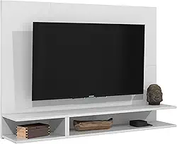 Painel Para TV Até 50 Polegadas Quarto/Sala Com Nichos E Prateleiras Suspenso - Quality Móveis cor:Branco