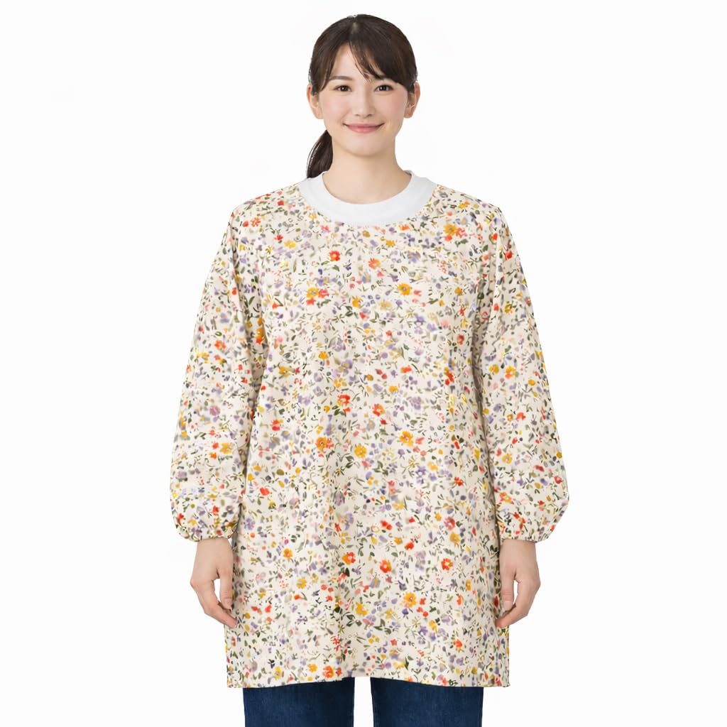 Amazon.co.jp: [ルナ パンダ] 日本製 割烹着 綿100％ かわいい 花 柄の