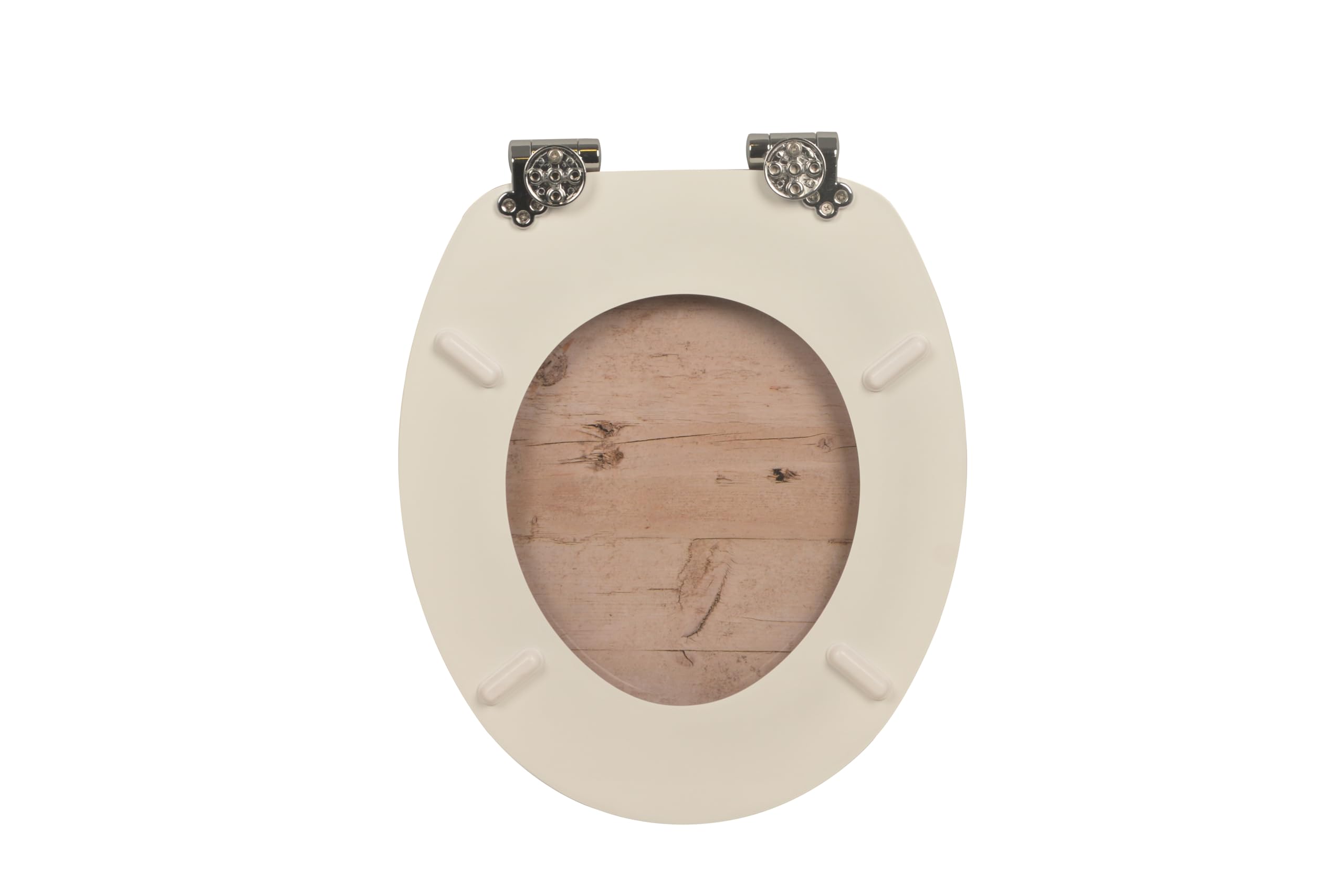 sanicomfort Sedile WC in legno, nucleo in legno MDF, con abbassamento automatico, sedile WC con coprisoffitto, occhialini e coperchio, cerniere in metallo cromate, facile da montare