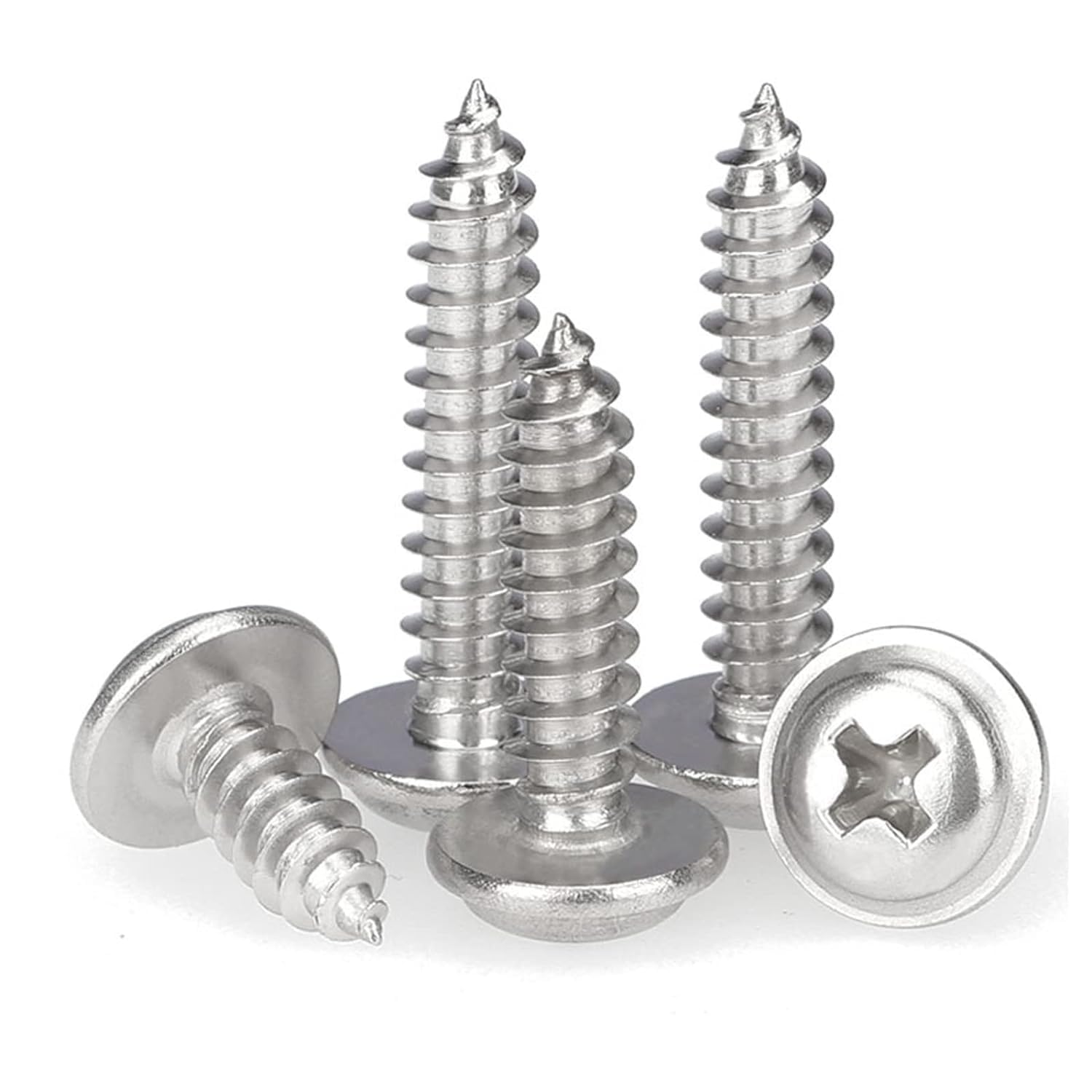 No.8 x 3/8" (4.2mm x 9.5mm) Pozi Flanged Self-Tapping Screw - Stainless Steel (A2) (Pack of 20) AB Point BS4174 - Image 4