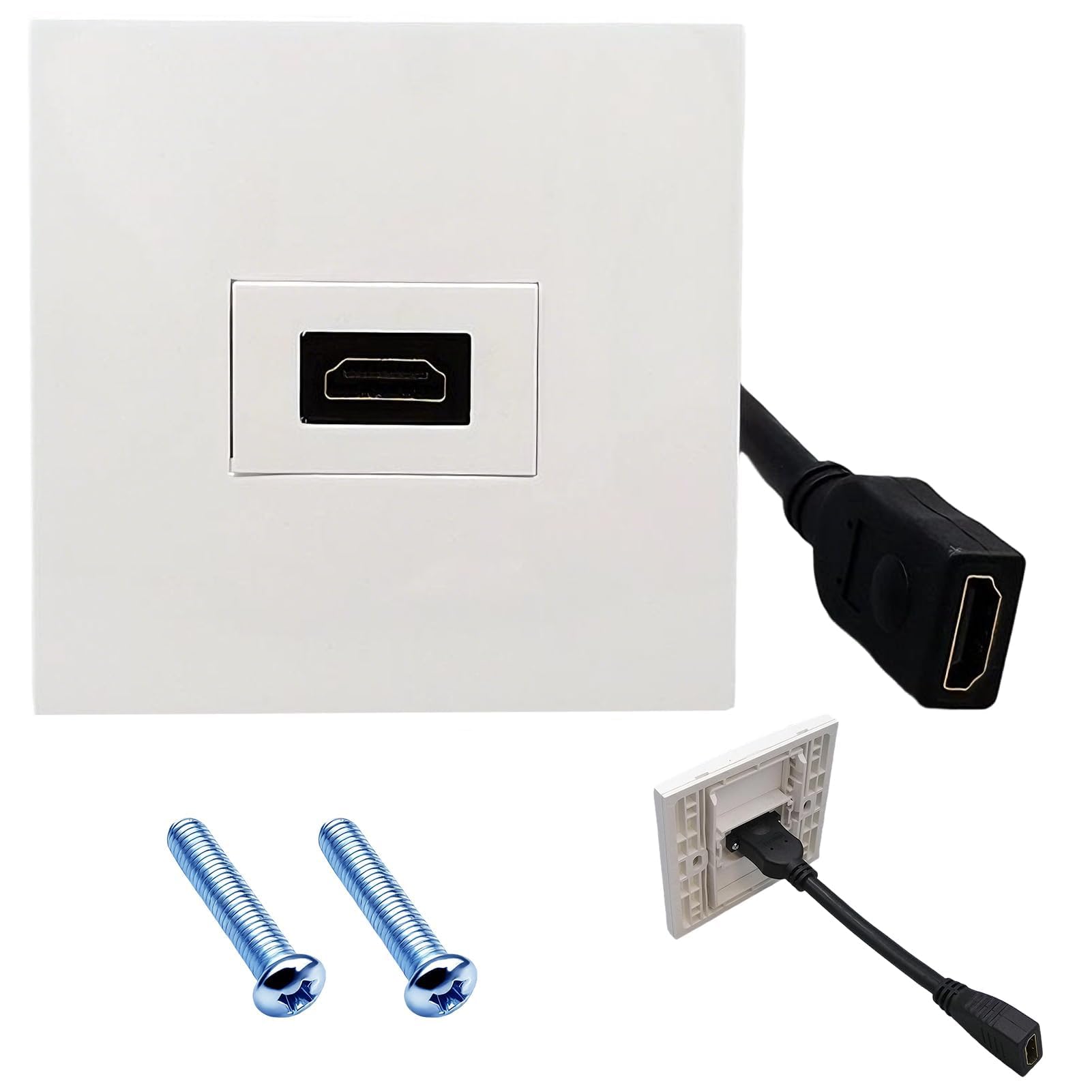 HDMI Wall Plate Panel Faceplate Single Port HDMI Socket Plug UK Standard Face Cover Mount Panel Jack Outlet Decorative Easy to Install for Hotel Home Office Building