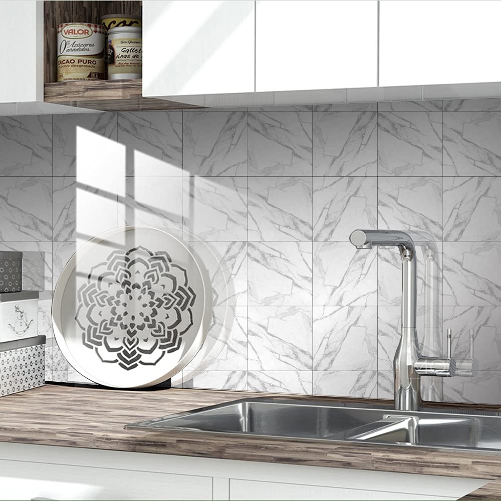 Adesivi Per Piastrelle Murali Marmorizzate 20x20cm - 20 Pezzi In PVC Autoadesivo - Foto 7