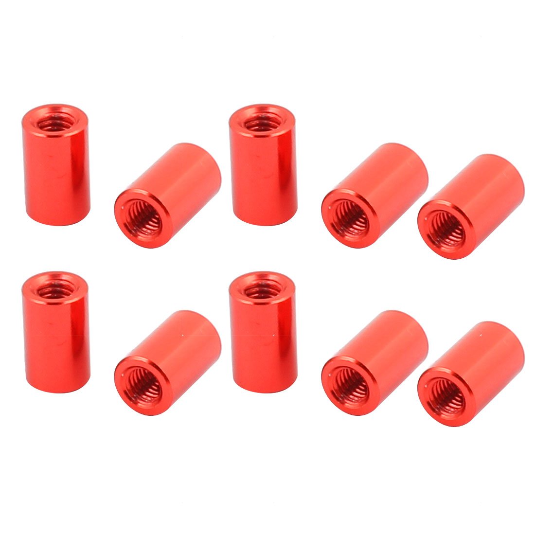Aexit 10 Pcs Electrical equipment M3 x 8mm Round Aluminum Column Alloy Standoff Spacer Stud Fastener for Quadcopter Red