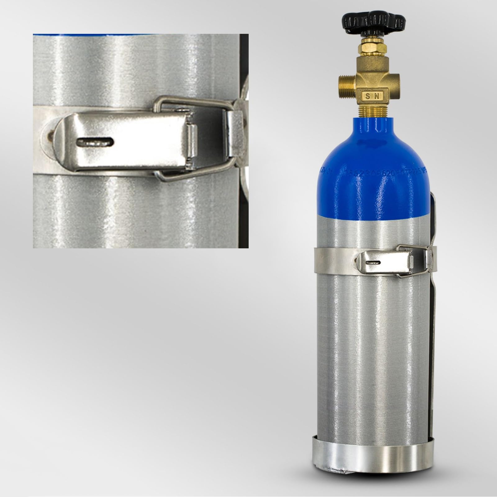 Portabotellas de Oxígeno Estante para Tanque de Oxígeno Pequeño con Hebilla de Seguridad, Estante de Almacenamiento de Botellas de Oxígeno de Acero Inoxidable, Soporte para Cilindro de Gas/ oxígeno(Di
