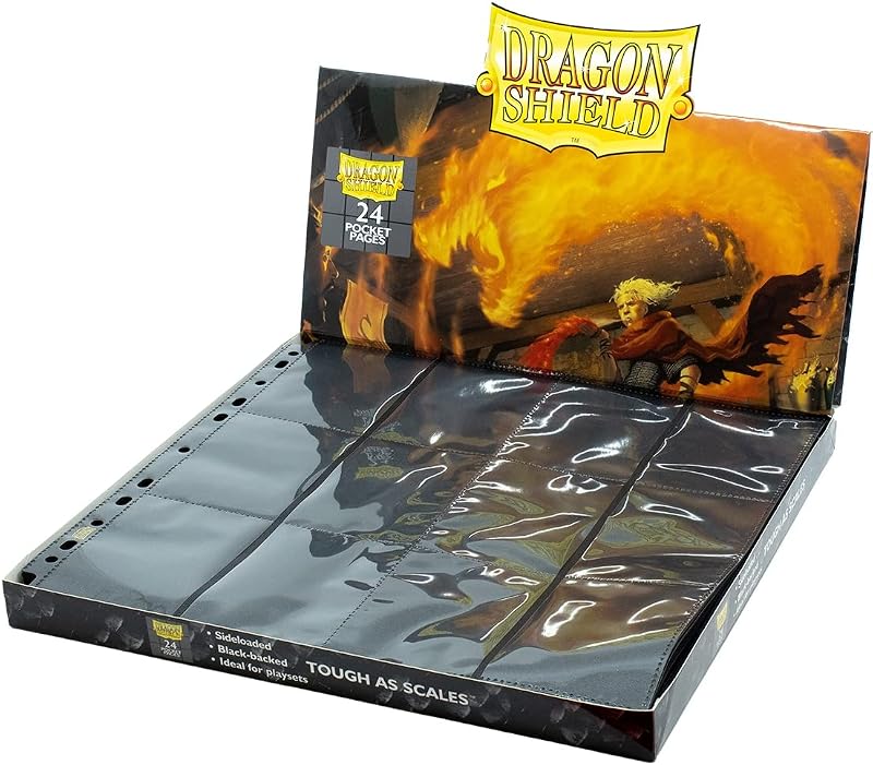 Arcane Tinmen Dragon Shield Tarjetas de tamaño estándar Página de 24 bolsillos Hoja transparente Las fundas de tarjeta MTG de 50 páginas son lisas y resistentes Compatibles con las fundas de tarjeta Pokémon Yugioh Magic The Gathering (ART10304)