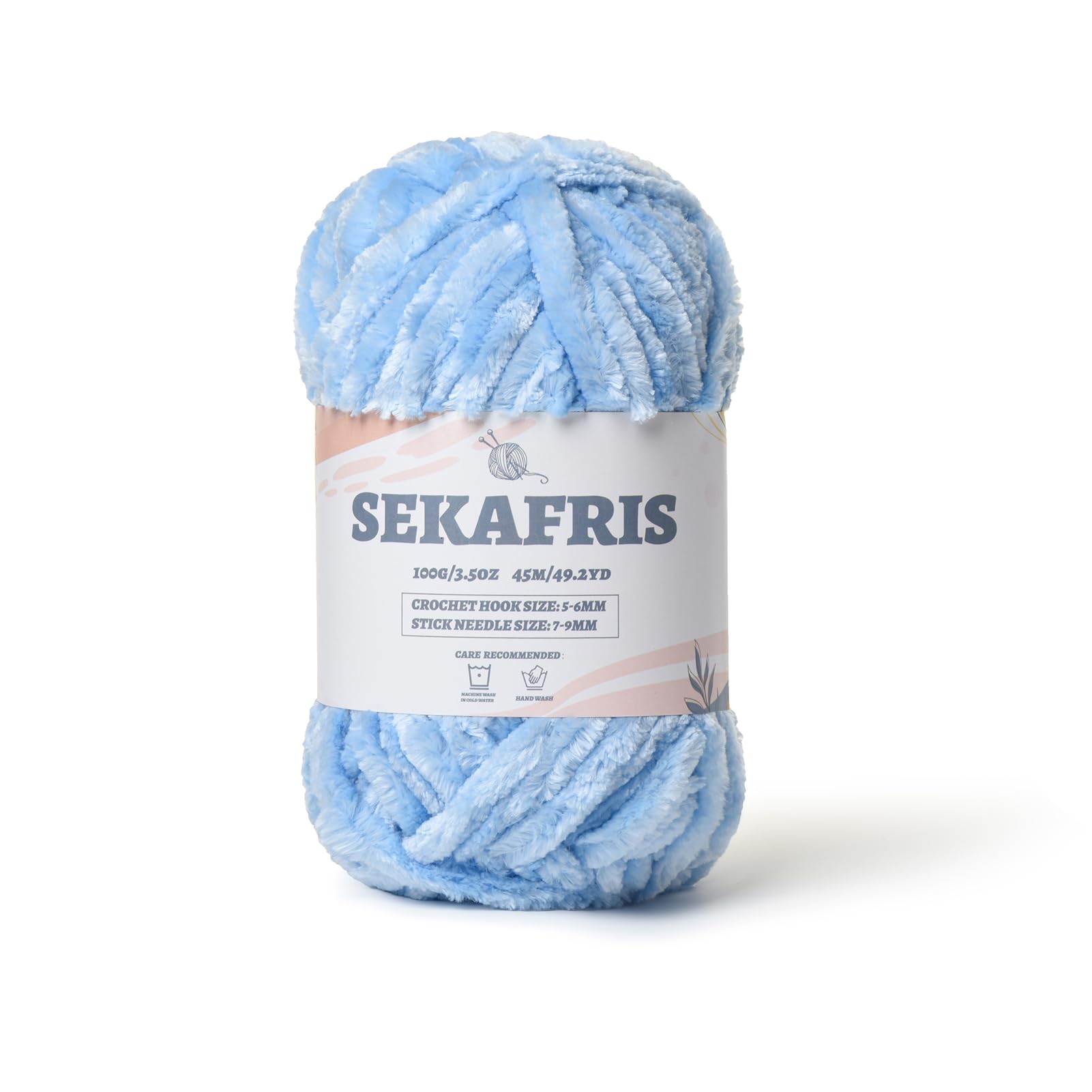 Chenille Velvet Soft Yarn Sky Blue 1 Pack