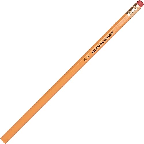 Business Source 37507 - Lápices de madera sin afilar, paquete de 12, color amarillo