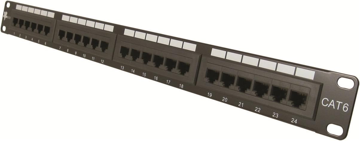 VC VERTICAL CABLE Cat6 24 Port 19" Horizontal Rackmount 1U Patch Panel
