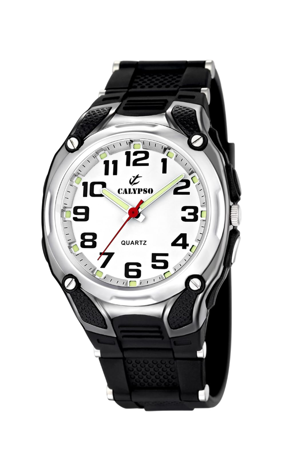 Calypso Men's Quartz Watch with White Dial Analogue Display and Black Plastic Strap K5560/4