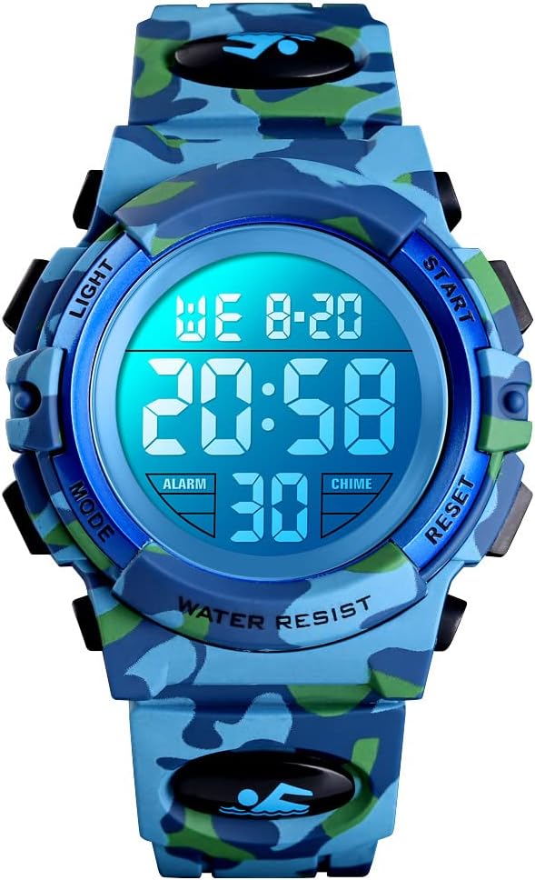Kids Digital Watch Outdoor Sports 50M Waterproof Electronic Watches Alarm Clock 12/24 H Stopwatch Calendar Boy Girl Wristwatch
